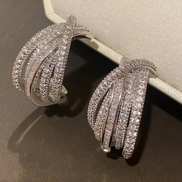 Solid 925 Sterling Silver Womens Braided 2ct Diamond Ladies Braided Jewelry NEW